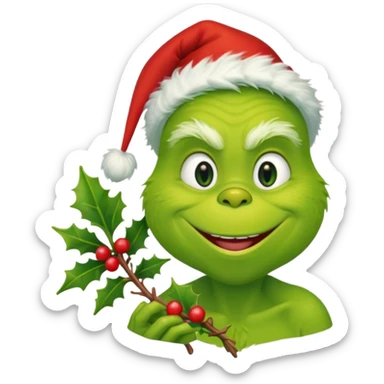 grinch with misteltoe sticker