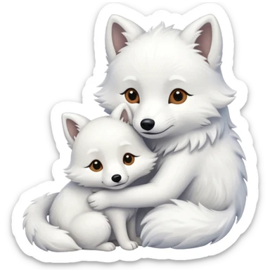 Arctic fox and dog hugging sticker