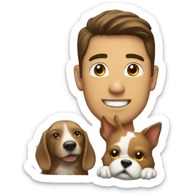 male with pets in car sticker