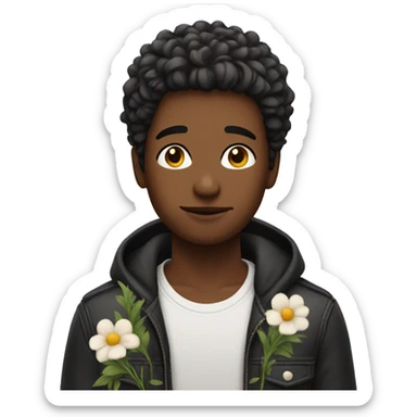 a rad hair boy with flowers sticker