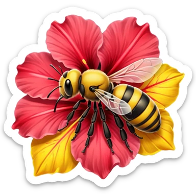 hibiscus with a bee  sticker