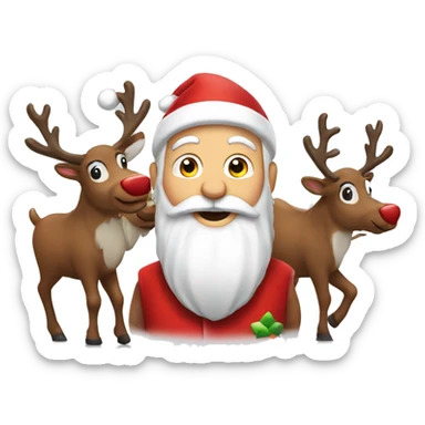 Santa Claus with reindeers sticker
