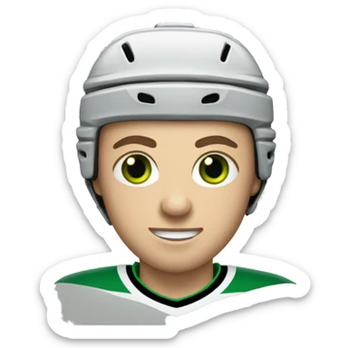 Hockey player with green eye sticker