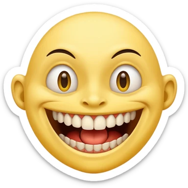 creepy smile lots of teeth built like regular yellow smile sticker