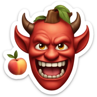 Devil looking for a tasty peach sticker