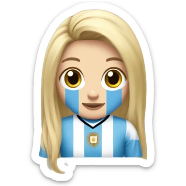Girl with long blonde hair with Argentina jersey sticker
