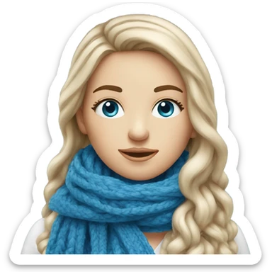 beautiful finnish fair long hair woman with blue eye knitting scarf sticker