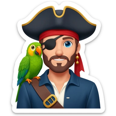 pirate and parrot sticker