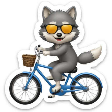 Wolf cartoon  ride on cycle sticker