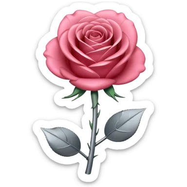 gray metal chrome rose, without green leaves, just flower sticker