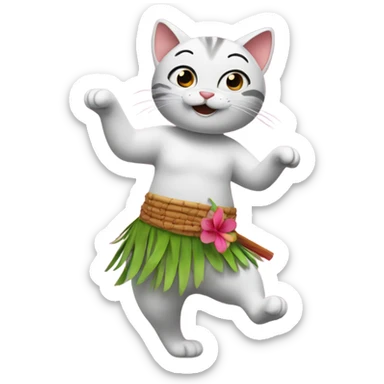 Cat dancing with hula skirt sticker
