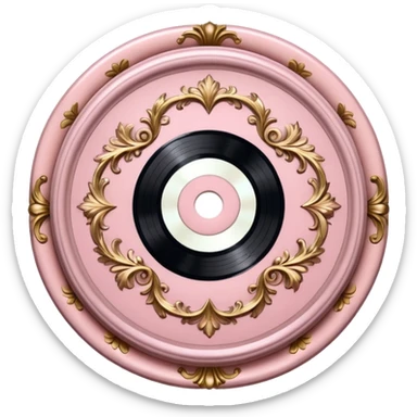 Vintage ornate rococo pale pink vinyl record sticker