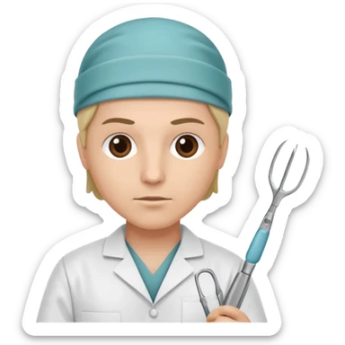 neurosurgeon holding scalpel and forceps sticker