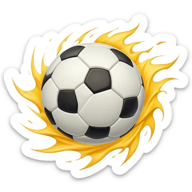 Cinematic Realistic image of a soccer ball soaring through the air, capturing dynamic motion and finely detailed textures with a dramatic, high-energy lighting that evokes the thrill of the game sticker