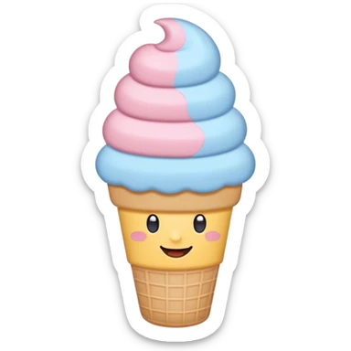 Cute ice cream emoji illustration, pastel flat style
Alice Blue, Naples Yellow, Powder Blue, Yale Blue color palette
Minimal, clean vector, soft rounded shapes, sticker-ready sticker