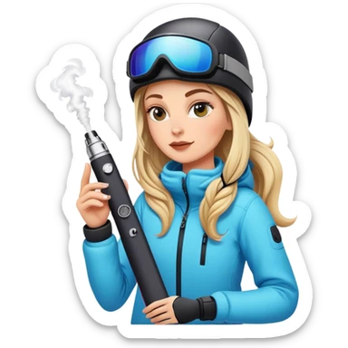Snowboarding white girl holding a vape sticker