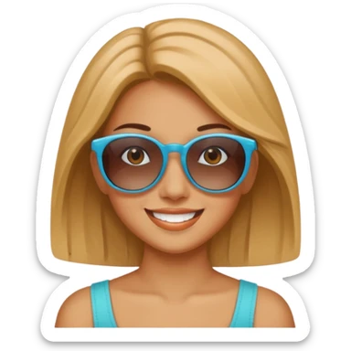 girl with sunglasses above her head sticker