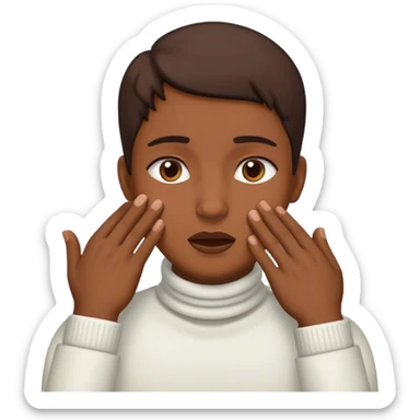 A person with their hands around their throat sticker