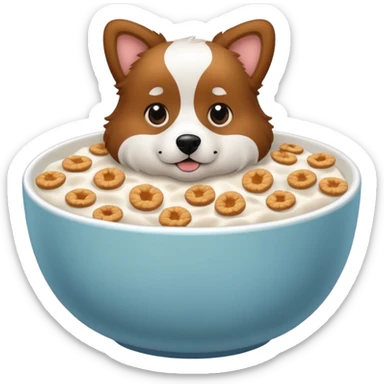 dog in a bowl of cereal sticker
