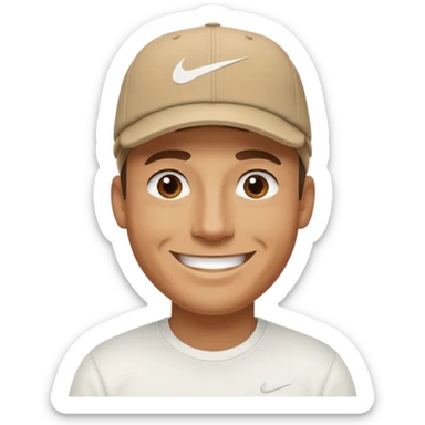 homem sorrindo com boné da Nike e blusa branca sticker