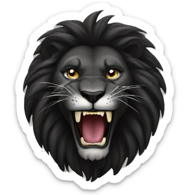 roaring black lion sticker