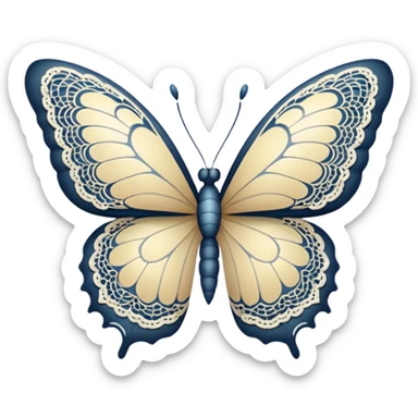 White lace butterfly and sun sticker