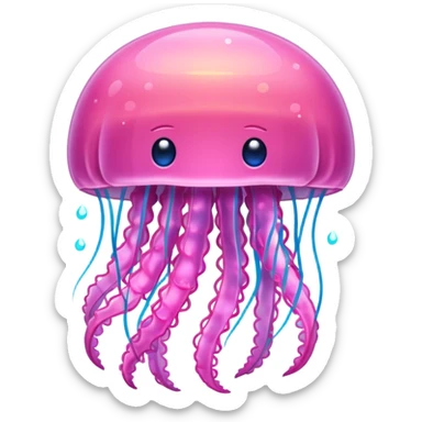 Pink shining jellyfish with sparkles sticker