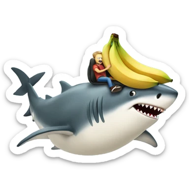 Banana riding a shark sticker