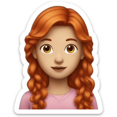 girl with dark Brown eyes and long red hair sticker