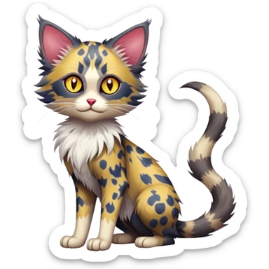 Colorful exotic Fantasy-Ragdoll-Fakémon-Lykoi-feline-hybrid (full body) sticker