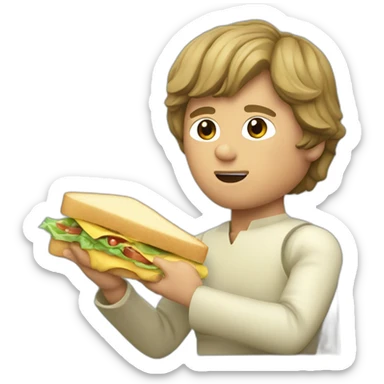 Luke Skywalker eating sandwich sticker
