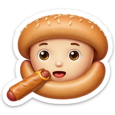 Mouth eating a sausage sticker