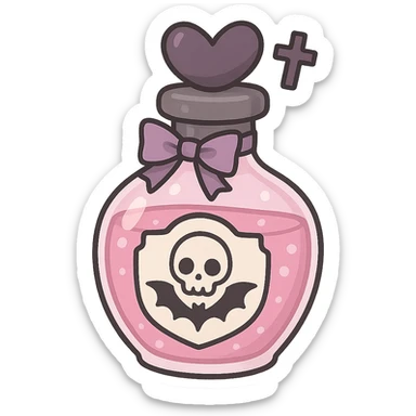 pink goth potion bottle, adorable and gothic sticker