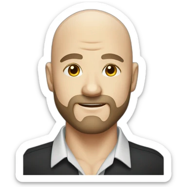 white bald man with beard in shirt and tie, wrestler sticker