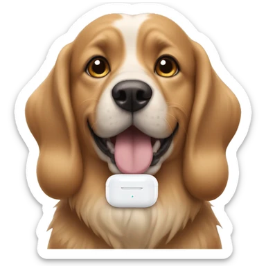 Dog with an AirPods Max sticker