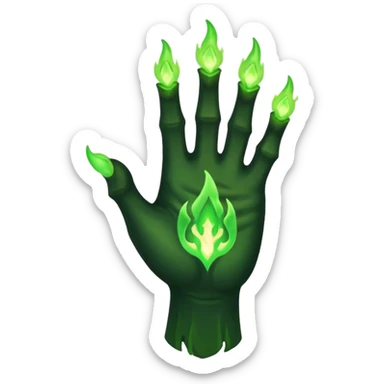 world of warcraft warlock hand with green fire sticker