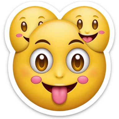 round Emoji with heart-shaped eyes, inside the heart eyes there are are dollar signs, and the emoji is sticking out its tongue. sticker