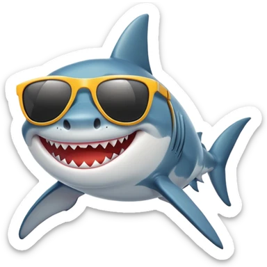 hace un tiburon con anteojos de sol sonriente sticker