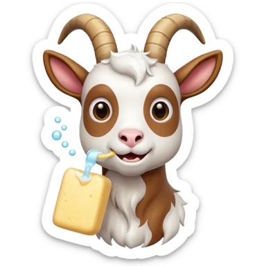 cartoon goat munching on soap sticker