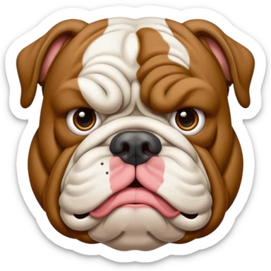 bulldog ingles atrigado cafe oscuro con blanco  sticker