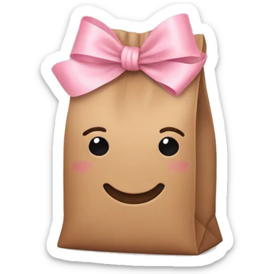 Brown bag with pastel pink bow sticker