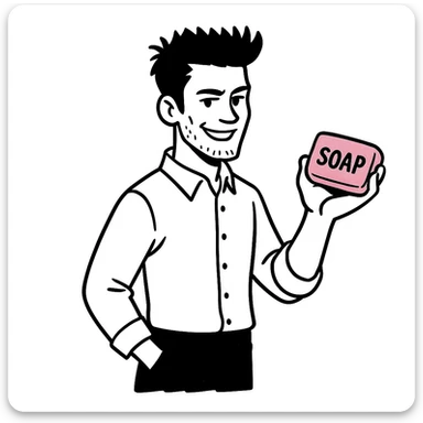 Add a pink soap in the hand of Tyler Durden. The original style is doodle, which does not support editing, so use the general style editor while respecting the doodle style look. sticker