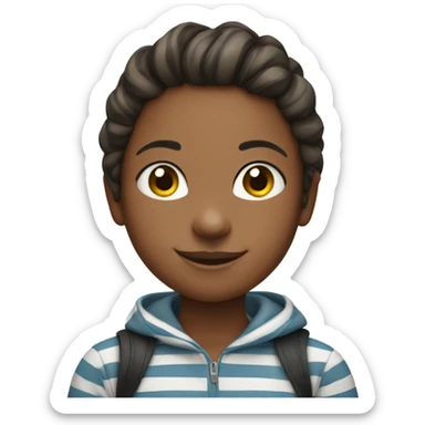 smiling girl with striped hoodie sticker