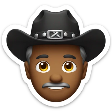 mini highland wearing black cowboy hat sticker