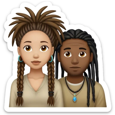black guy with dreads and filipino girl couple sticker