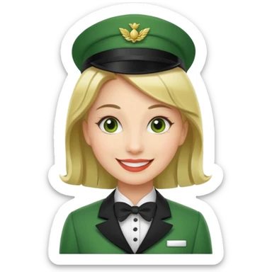 Lady hotel butler with green uniform  sticker