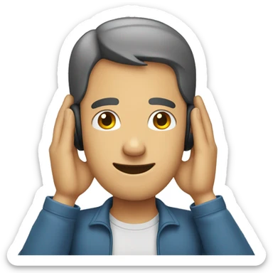 man who is covering his ears while smiling sticker