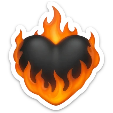 Black heart on fire sticker