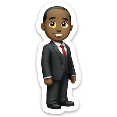 thomas the tank engine wearing a suit with an American flag sticker