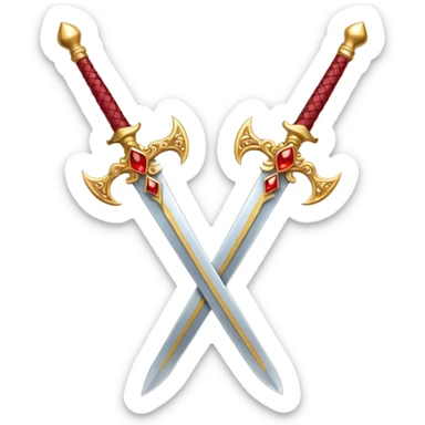 Two Golden royal swords with red gems sticker